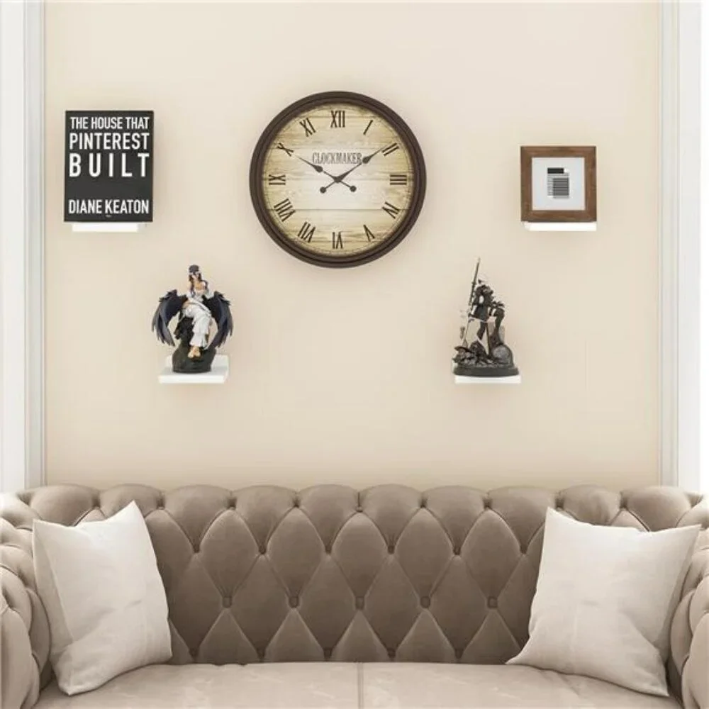 White Floating Wall Shelves Set of 4 Small Wood Shelf for Bedroom Bathroom